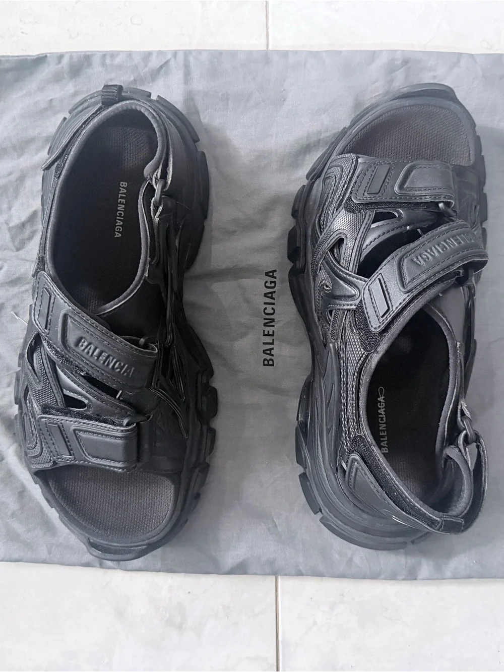Balenciaga track Black Open-Toe Sandals
